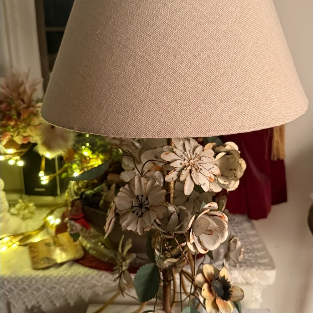 Anthropologie Gold and Green Floral Table Lamp - Picture 2 of 7